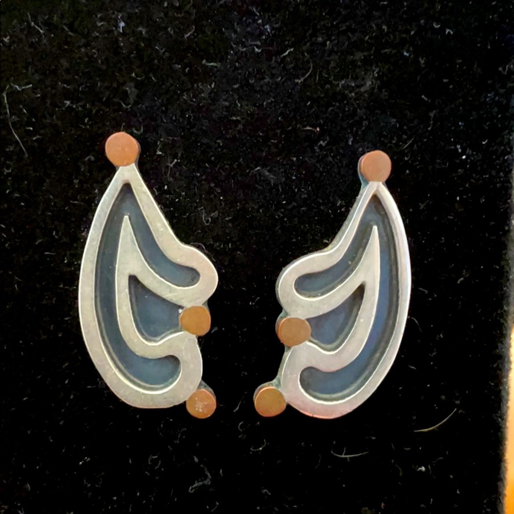 Southwestern style pierced sterling earrings